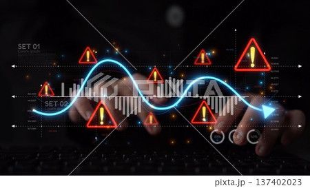 Economic Caution and Risk Alert in Volatile Market with Financial Warning Muxer 137402023