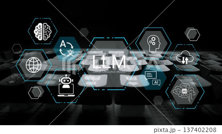 Modern Technology Concept with Digital Interfaces and LLM Text Display on Keyboard Surface Emphasizing Artificial Intelligence Communication and Learning Gluon Modern Technology Concept with Digital Interfaces and LLM Text Display on Keyboard Surface Emphasizing Artificial Intelligence Communication and Learning Gluon 137402208