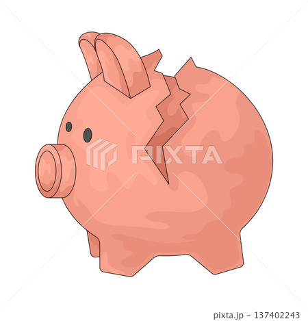 Illustration of Piggy Bank Break 137402243