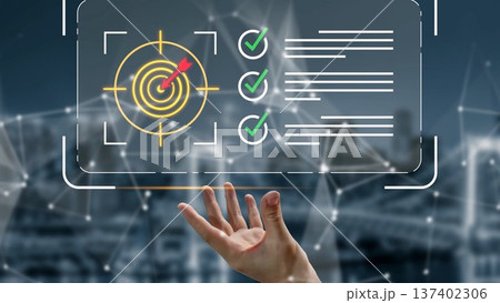 Digital Interface for Goal Setting with Checklist and Target Completion Visual in Modern Business Technology Scene Gluon Digital Interface for Goal Setting with Checklist and Target Completion Visual in Modern Business Technology Scene Gluon 137402306