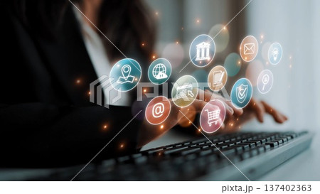 Digital Service Ecosystem and Business Icon Network Marrow Digital Service Ecosystem and Business Icon Network Marrow 137402363