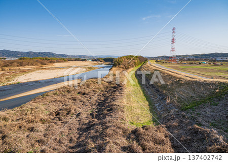 木津川風景　京都府城陽市　京田辺市 137402742