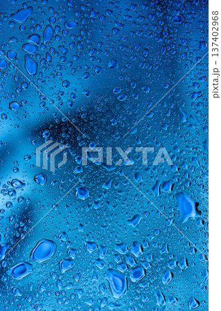 Abstract light blue frosted glass texture with water droplets background 137402968