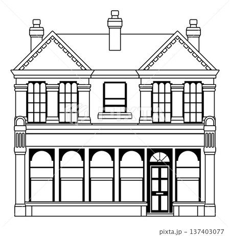 House Old Building Outline Illustration 137403077