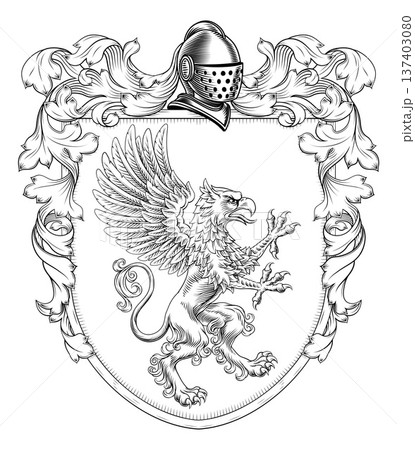 Griffin Gryphon Coat of Arms Crest Heraldic Shield Griffin Gryphon Coat of Arms Crest Heraldic Shield 137403080