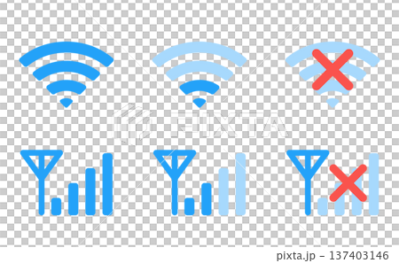 一套簡單的 Wi-Fi 和無線電波標誌圖標 137403146