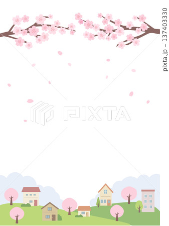 春の背景イラスト 春のバナー 桜と街並みのイラスト 春の背景イラスト 春のバナー 桜と街並みのイラスト 137403330