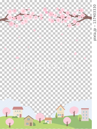 春の背景イラスト 春のバナー 桜と街並みのイラスト 春の背景イラスト 春のバナー 桜と街並みのイラスト 137403330