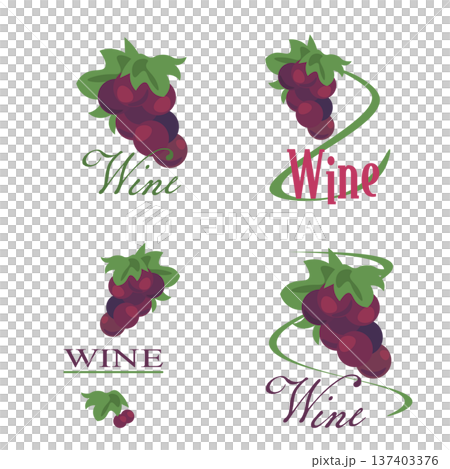 Vector set of grape and wine logos Vector set of grape and wine logos 137403376
