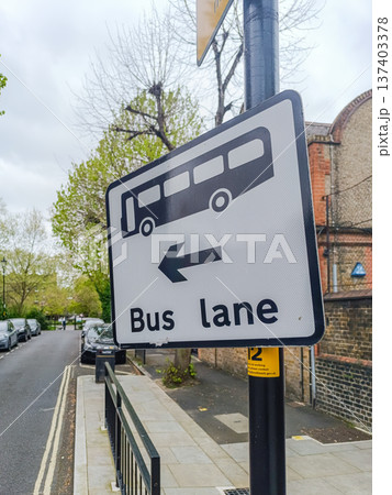 Bus Lane Road Sign Directing Traffic 137403378