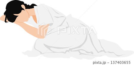 昼寝をする女性のイラスト	 137403655