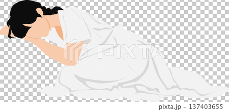 昼寝をする女性のイラスト	 137403655