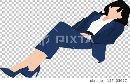 昼寝をする女性のイラスト	 137403657