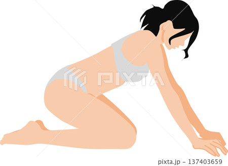ダイエットに成功した女性のイラスト	 137403659