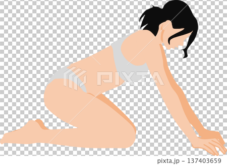 ダイエットに成功した女性のイラスト	 137403659