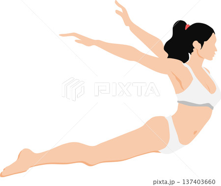 ダイエットに成功した女性のイラスト	 137403660