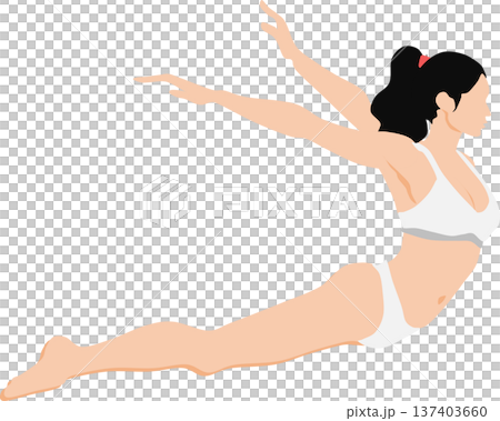 ダイエットに成功した女性のイラスト	 137403660