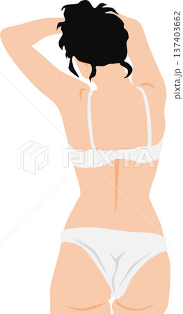ダイエットに成功した女性のイラスト	 137403662