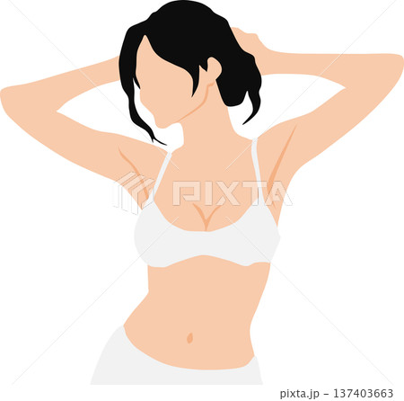 ダイエットに成功した女性のイラスト	 137403663