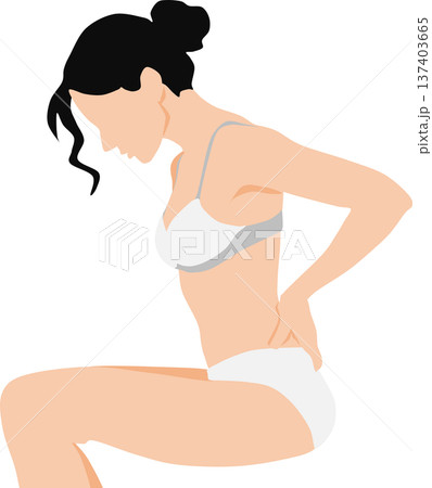 ぎっくり腰を発症した女性のイラスト 137403665