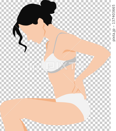 ぎっくり腰を発症した女性のイラスト 137403665