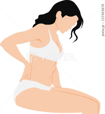 ぎっくり腰を発症した女性のイラスト ぎっくり腰を発症した女性のイラスト 137403670