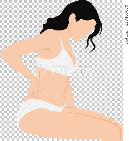 ぎっくり腰を発症した女性のイラスト ぎっくり腰を発症した女性のイラスト 137403670