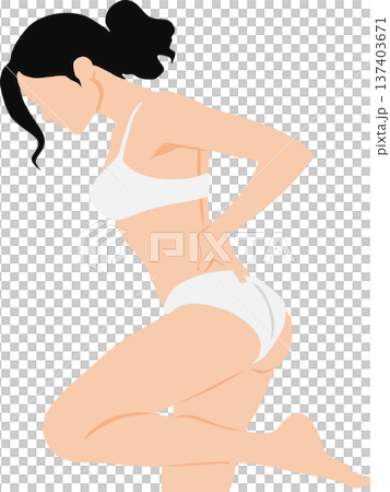 ぎっくり腰を発症した女性のイラスト 137403671
