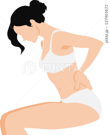 ぎっくり腰を発症した女性のイラスト 137403672