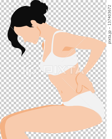 ぎっくり腰を発症した女性のイラスト 137403672