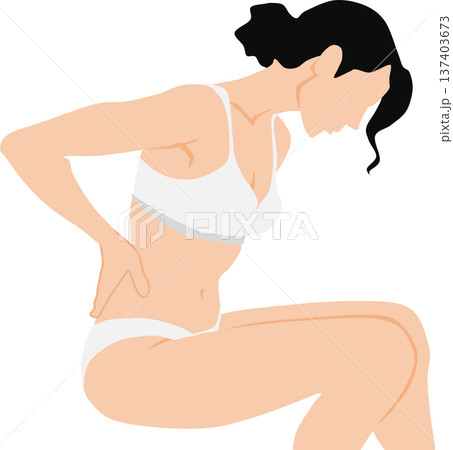 ぎっくり腰を発症した女性のイラスト 137403673