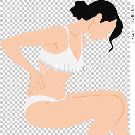 ぎっくり腰を発症した女性のイラスト 137403673