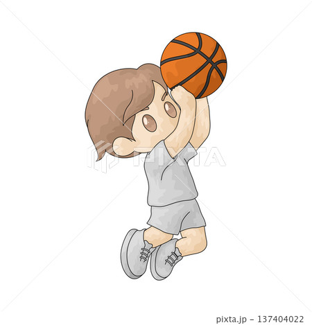 Illustration of basketball player jumping to shoot Illustration of basketball player jumping to shoot 137404022
