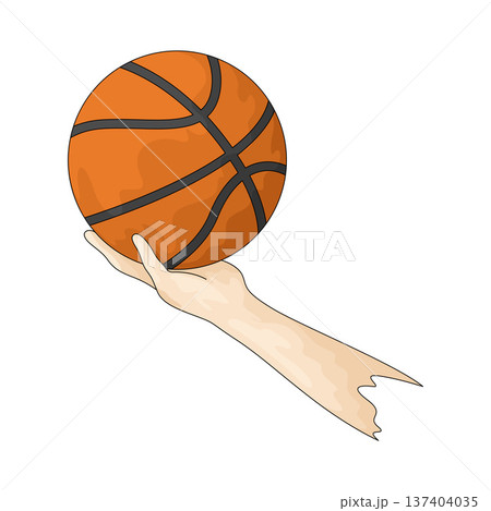 Illustration of hand holding basketball ball Illustration of hand holding basketball ball 137404035