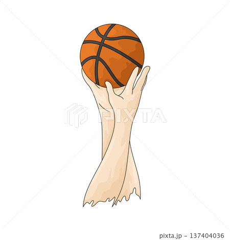 Illustration of hand holding basketball ball 137404036