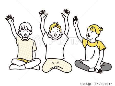 シンプル イラスト 英会話レッスンで手を挙げる子供たち 英語学習のイメージ ベクターイラスト シンプル イラスト 英会話レッスンで手を挙げる子供たち 英語学習のイメージ ベクターイラスト 137404047