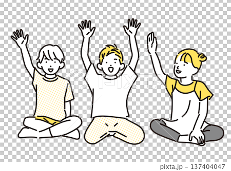 シンプル イラスト 英会話レッスンで手を挙げる子供たち 英語学習のイメージ ベクターイラスト シンプル イラスト 英会話レッスンで手を挙げる子供たち 英語学習のイメージ ベクターイラスト 137404047
