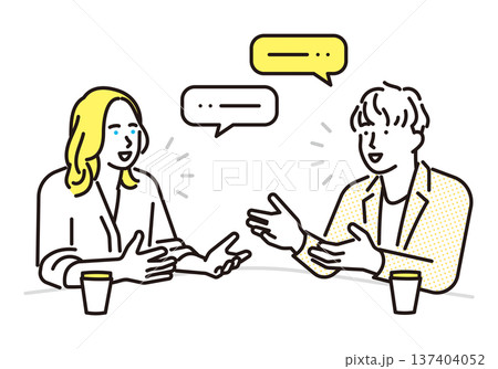 シンプル イラスト 英語で会話をする男女 英会話レッスンとコミュニケーションのイメージ シンプル イラスト 英語で会話をする男女 英会話レッスンとコミュニケーションのイメージ 137404052