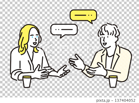 シンプル イラスト 英語で会話をする男女 英会話レッスンとコミュニケーションのイメージ シンプル イラスト 英語で会話をする男女 英会話レッスンとコミュニケーションのイメージ 137404052
