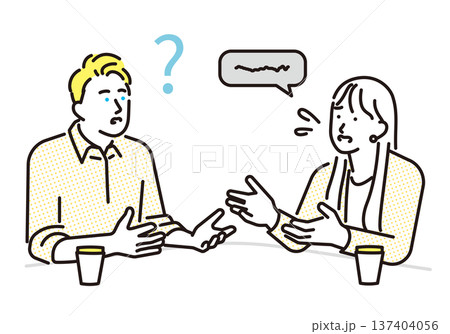シンプル イラスト 英語が分からず困る外国人男性と話す女性 英会話コミュニケーションのイメージ シンプル イラスト 英語が分からず困る外国人男性と話す女性 英会話コミュニケーションのイメージ 137404056