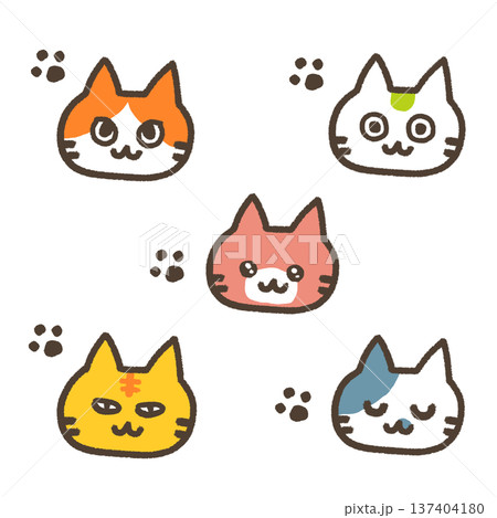 猫の顔　セット 137404180