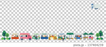 マルシェイベント風景 人々で賑わう屋外マーケットのイラスト マルシェイベント風景 人々で賑わう屋外マーケットのイラスト 137404239