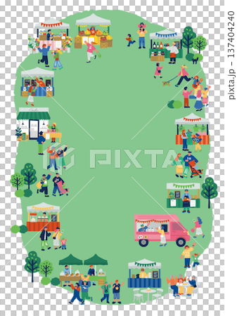 Marche event scenery Illustration of an outdoor market bustling with people 137404240
