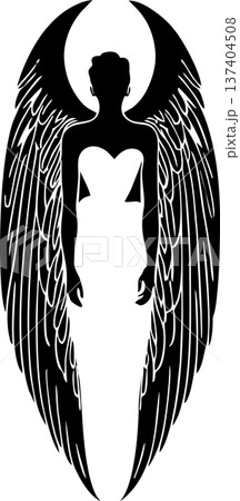 simple linear black drawing angel woman with wings, logo, design simple linear black drawing angel woman with wings, logo, design 137404508