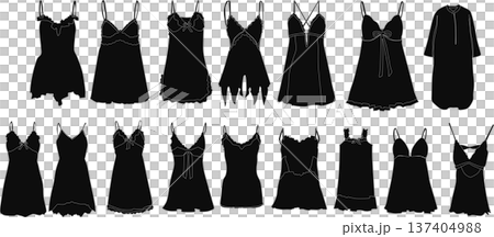 Nightwear (negligee/babydoll) graphic illustration set Nightwear (negligee/babydoll) graphic illustration set 137404988