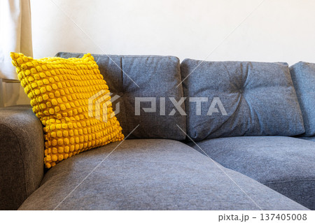 sofa with bright yellow decorative pillow sofa with bright yellow decorative pillow 137405008