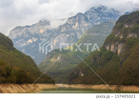Mountain lake Lago di Vedana, Dolomites, Italy 137405021