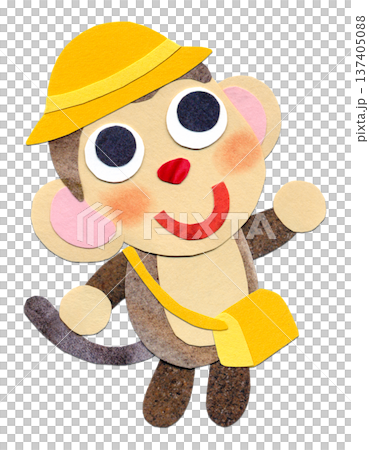 A child monkey going to school collage character illustration A A child monkey going to school collage character illustration A 137405088