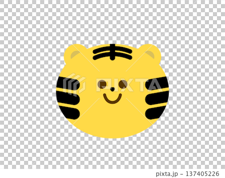 十二生肖之一的虎的插圖。可愛的手繪生肖素材。新年賀卡，新年，虎年。 137405226