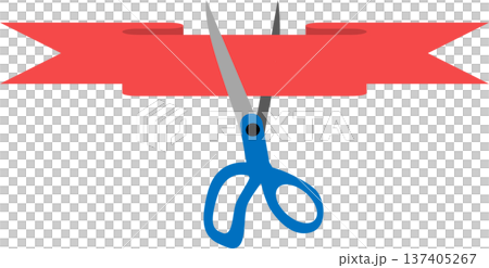 ハサミでテープを切るイラスト	 137405267